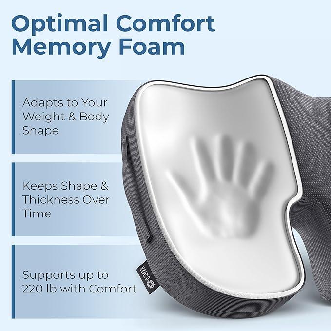 5 STARS UNITED Seat Cushion for Desk Chair - Tailbone, Coccyx Sciatica Pain Relief - Office Chair Cushions - Wheelchair Cushions - Car Seat Cushions - Pressure Relief Lifting Cushions