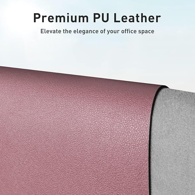 Aothia Leather Desk Pad Protector, Mouse Pad, Office Desk Mat, Non-Slip PU Leather Desk Blotter, Laptop Desk Pad, Waterproof Desk Writing Pad for Office and Home (Dark Pink, 23.6" x 13.7")