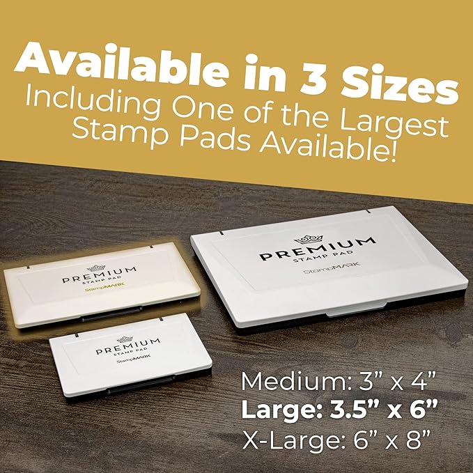 Premium Stamp Pad Large Size 3.5" x 6" - for Traditional Rubber Stamps - Felt Pad Crimson Red Color