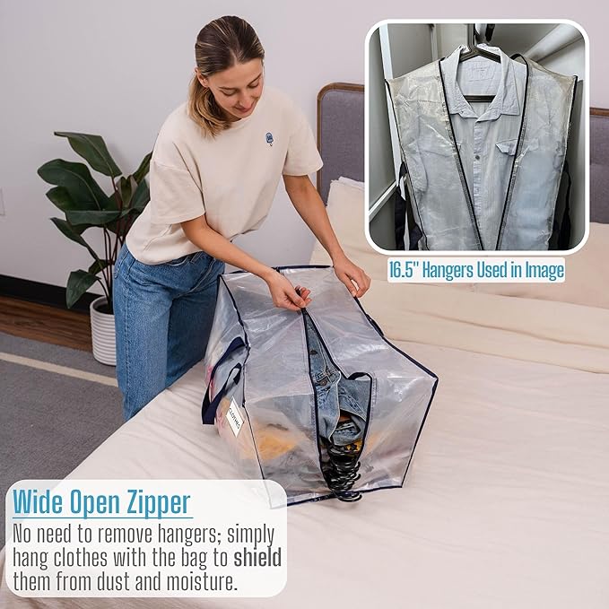 VENO 6 Pack Moving Bags w/Backpack Straps, Moving Boxes & Storage Bins Alternative, Packing Supplies, Camping Accessories Totes for Storage, Dorm Room Essentials Storage Bags (Clear, 6 Pack)