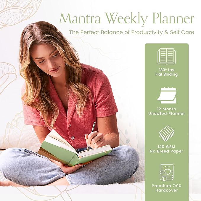 2025 Planner, Daily Journal & Gratitude Journal All-In-One with To Do List, Self Care Prompts & Habit Tracker - 7 x 10 - Morning