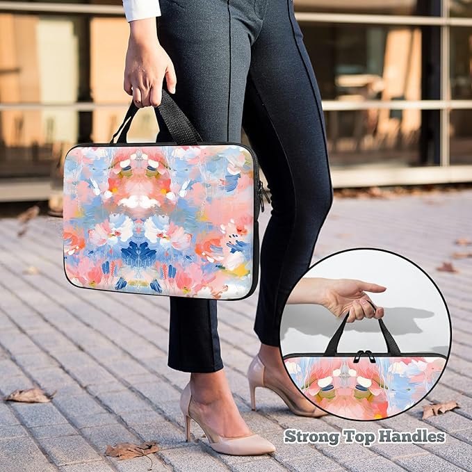 Universal Tablet Laptop Sleeve Case 10 inch, Watercolor Flowered Slim Carrying Case Durable Handbag Travel Laptop Bag for 7 to 10-inch Laptops/Notebook/Kids Tablet/ipad/eBook Readers