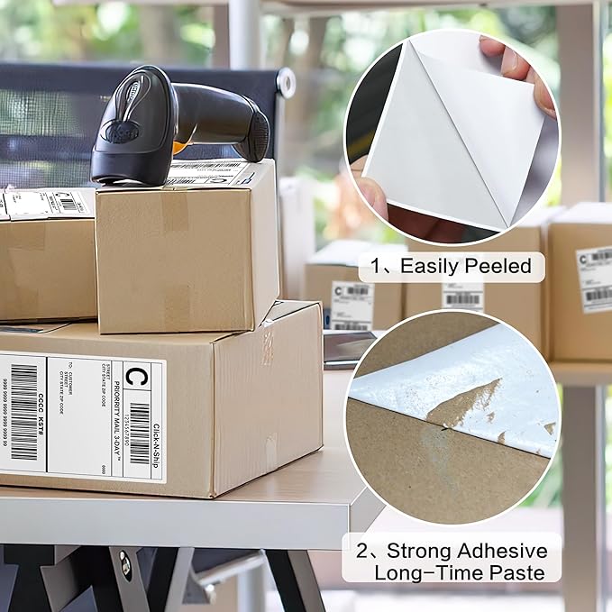 L LIKED 50 Shipping Labels - 4"x 6", Single Sheet, Printable Labels for Laser & Inkjet Printers, Self Adhesive Address Mailing Postage Labels Stickers (50 Sheets)