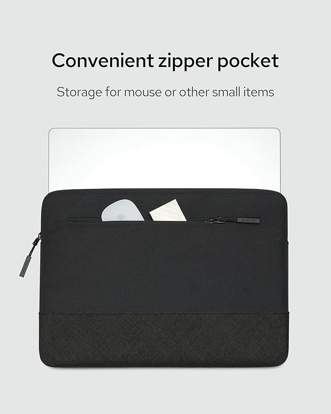 Slim Laptop Sleeve with a Back Zipper Pocket Designed for M1/M2/M3 MacBook Pro/Air (Black Beauty, for 15.3-inch MacBook Air (M2/M3))