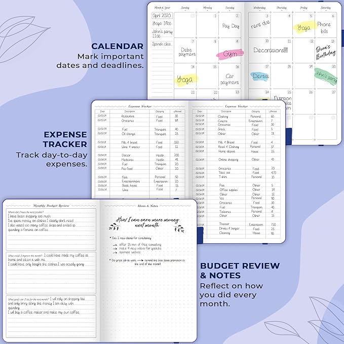 GoGirl Budget Planner – Monthly Financial Planner Organizer Budget Book. Expense Tracker Notebook Journal to Control Money, A5 (Royal Blue)
