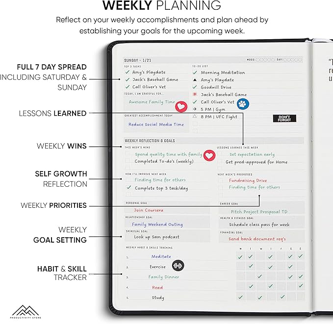 PRODUCTIVITY STORE Pro Max - Dated, 2025 Planner, 8.5" x 11" - The #1 Productivity Planner to Achieve Your 2025 Goals - Planner 2025-2026 - Black - A4