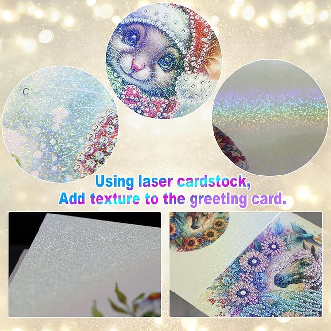 Tontut 6pcs Diamond Art Painting Kit Greeting Card, Colourful Dragonfly 5D DIY Diamond Handmade Holiday Glitter Greeting Card with Envelope, Holiday Gift Congratulation