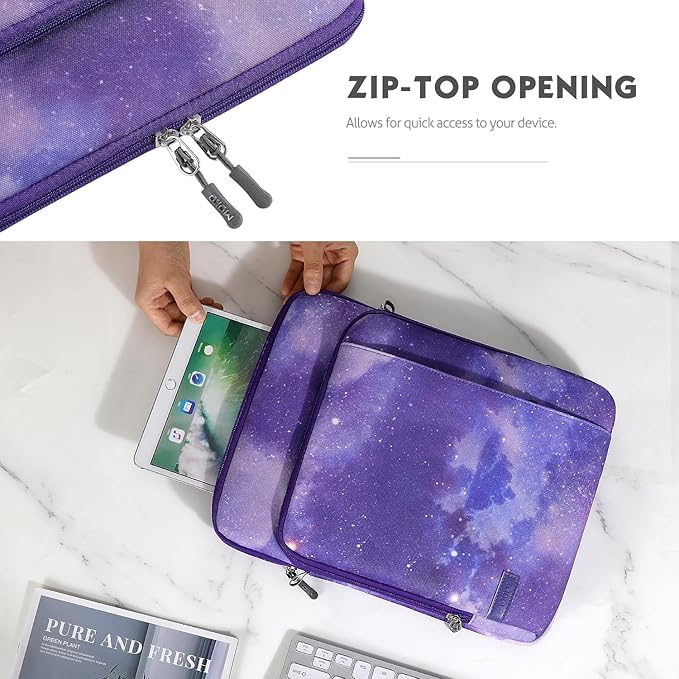 MoKo Laptop Sleeve Bag for 13.3-14 Inch, Notebook Carrying Case with Pocket Fits New MacBook Pro M3/M2 14" /13" M2/M1 Pro/M1 Max 14.2 2023-2021/Air 13.6" M2 2022, Surface Pro 9/8 13",Purple Starry Sky