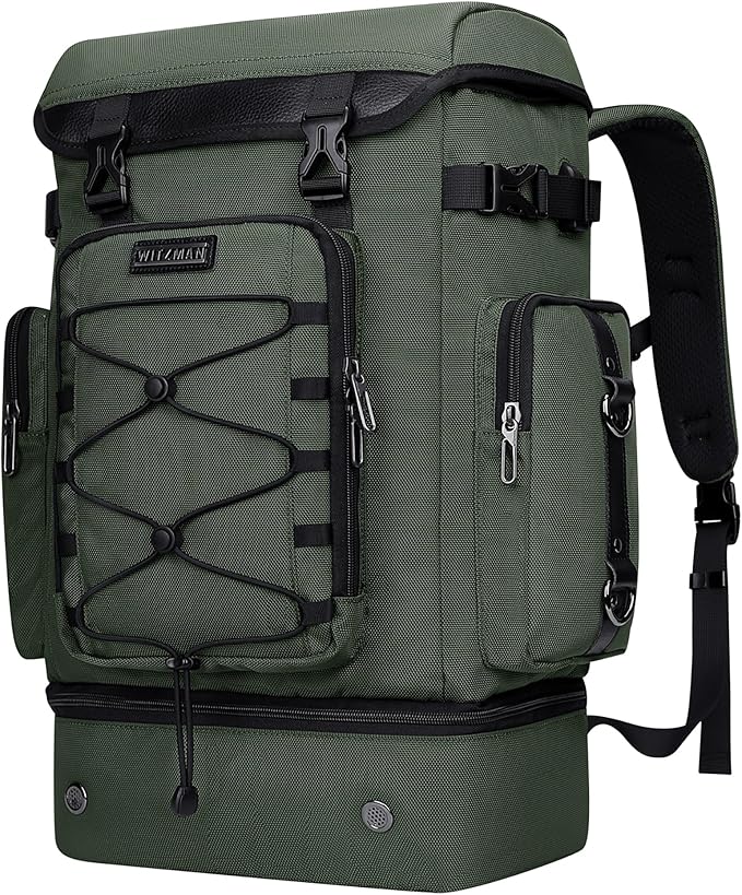 WITZMAN Travel Backpack for Men Women Carry on Bags for Airline Approved Convertible Duffle Luggage Backpack Shoe Compartment（B691 Light Green）