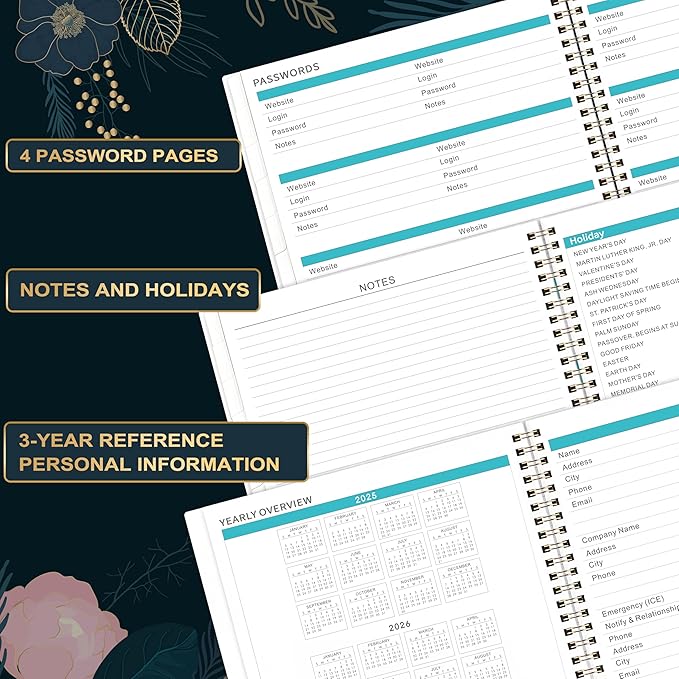 2025 Monthly Planner - Monthly Planner/Calendar 2025, Jan 2025 - Dec 2025, 9‘’ x 11'', Monthly Tabs, Double-Sided Pockets, Twin-Wire Biding, Holidays, Notes Pages, Julian Dates