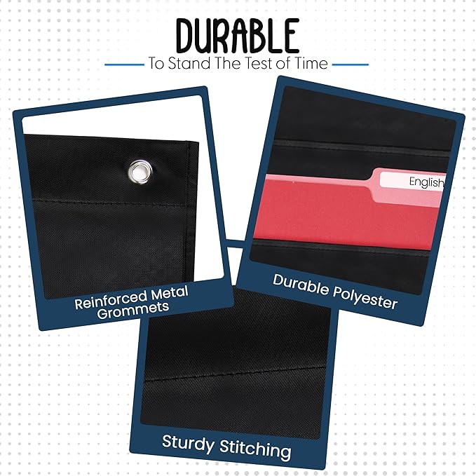 5 Pocket File Pocket Chart, Black, 14" Wide x 24" Tall - Versatile Wall Hanging File Folder Organizer for Classroom, Office, Home, and More - Wall Folder Organizer - 5 Pockets