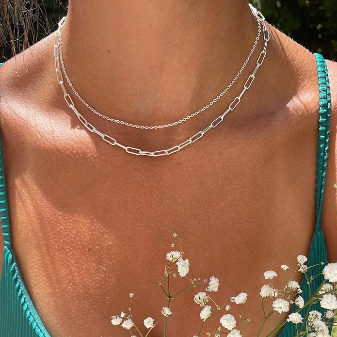 Herringbone Necklace for Women,Dainty Gold Necklace,14k Gold Plated Snake,Gold Chain Choker Necklaces,Simple Gold Layered Necklaces,Gold Jewelry Gift for Women