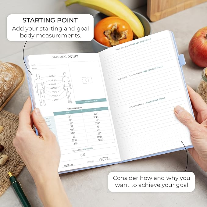 Clever Fox Food Journal - Daily Food Diary, Meal Planner to Track Calories & Nutrients, Weight Tracker Notebook, A5 (Light Blue)