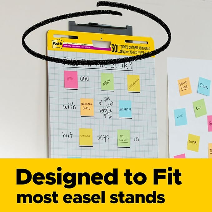 Post-it Super Sticky Easel Pad 25 x 30 Inches 30 Sheets/Pad 2 Pads (560) Large White Grid Premium Self Stick Flip Chart Paper Super Sticking Power