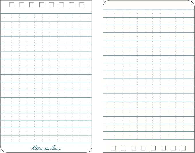Rite in the Rain Weatherproof 3"x5" Top Spiral Notebook, Blue Cover, Universal Pattern, 6 Pack (No. 235L6)