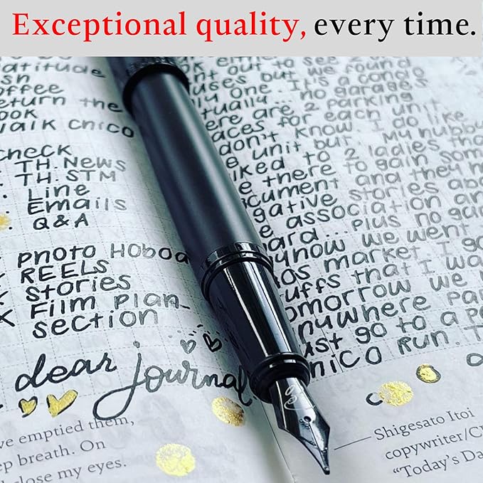 Blue Fountain Pen Ink Refills - 24 Pack Blue International Standard Size Cartridges - Premium Quality & Non-Toxic - Long-Lasting Ink