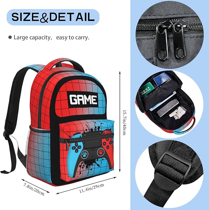Gamepad Backpack Daily Backpack Large Capacity Universal Waterproof Gaming Laptop Backpack With Adjustable Straps Lightweight Breathable Travel Camping Backpack15 X11