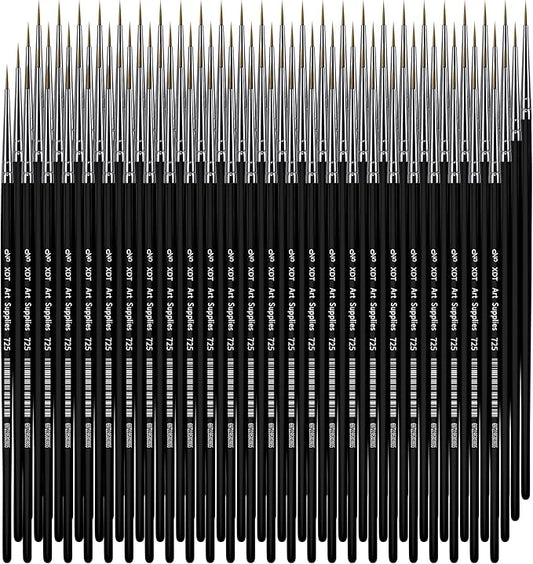 XDT#725 Fine Detail Artist Paint Brush 100 Piece Set Round Pointed Tip Paint Brush #00000 for Micro Painting, Nail Model Acrylic Oil Watercolor