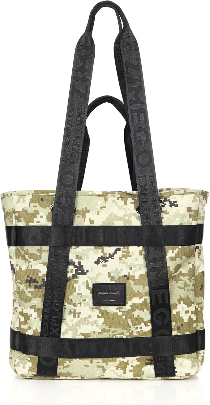 ZIMEGO Unisex Two-Tone Gym Tote Bag - Stylish Everyday Travel Tote with Double Top Handles