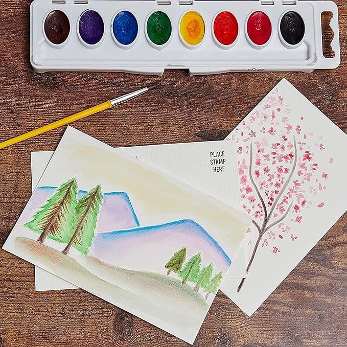Paper Junkie 50 Pack Watercolor Postcards Blank, Bulk 4x6 Inch Cards to Paint, for Art, DIY (White, 300gsm Cardstock)