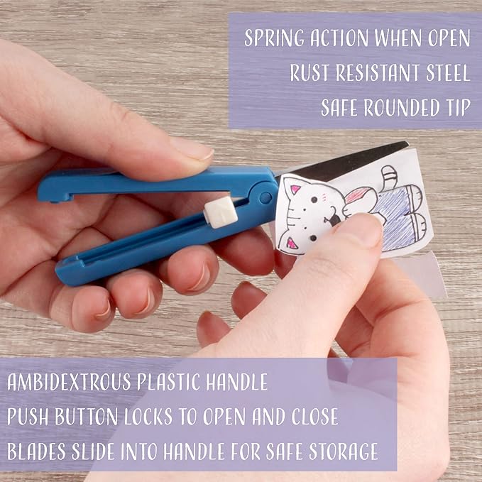 JubileeYarn Push Open Folding Safety Scissors - Grey - 1 Pair
