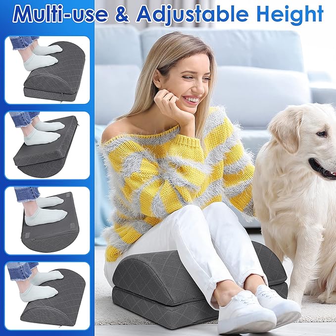 Foot Rest,Desk & Gaming Accessories,Foot Rest for Under Desk at Work,Comfortable Footrest with 2 Adjustable Heights & Removable Cover, Office Desk Accessories（Gray-19.7 in）