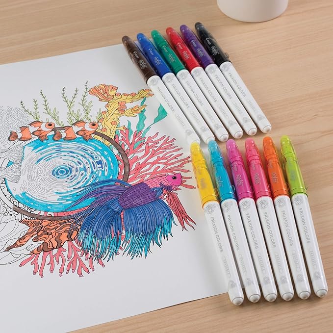 Pilot, FriXion Colors Erasable Marker Pens, Bold Point, Pack of 12, Assorted Colors