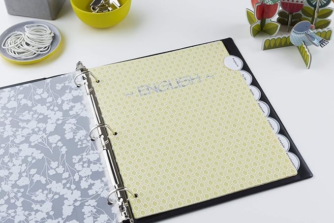 Avery Insertable Style Edge Plastic Dividers for 3 Ring Binders, 8-Tab Set, Assorted White Frosted Designs, 1 Set (11291)