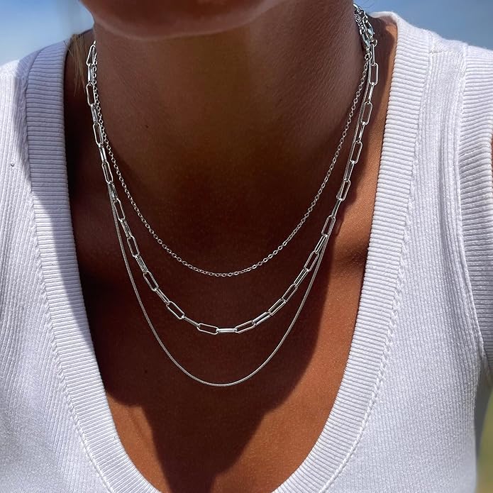 Herringbone Necklace for Women,Dainty Gold Necklace,14k Gold Plated Snake,Gold Chain Choker Necklaces,Simple Gold Layered Necklaces,Gold Jewelry Gift for Women