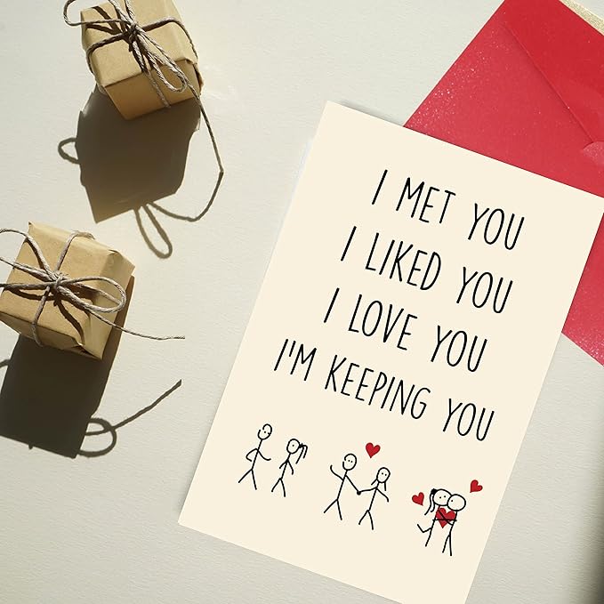 Cheerin Anniversary Day Cards for Him and Her - Romantic Greeting Card with Envelope - Sweet Birthday Card for Husband Wife Girlfriend Boyfriend