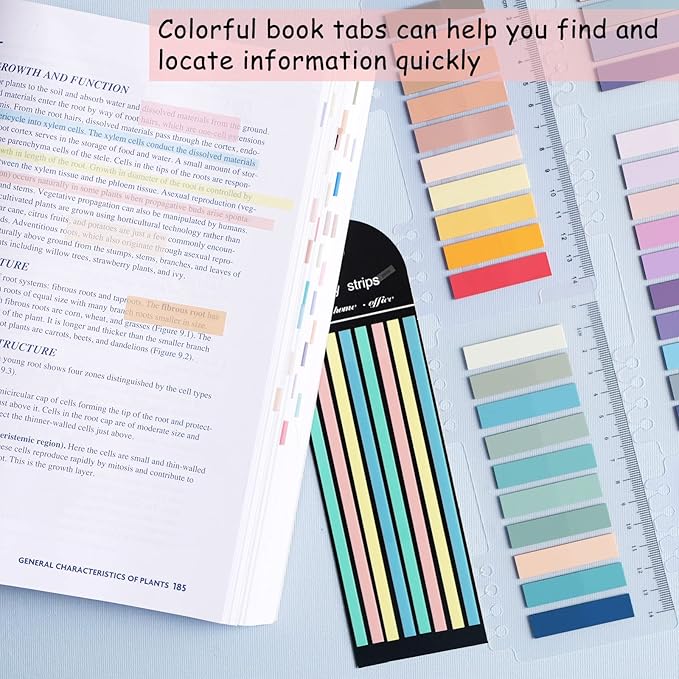 WSCHU 2320Pcs Book Tabs for Annotating Books, 104 Colors Morandi Sticky Tabs for Binders, Page Markers Transparent Sticky Notes,Writable & Repositionable Book Flags Strip Index Tabs,Page Tabs