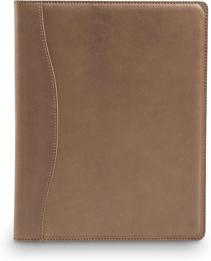 PEGAI Handmade 100% Leather Padfolio, Legal Pad Organizer for Business School Office Conference, Heavy Duty Full Grain Cow Hide Resume Interview Folio, Amazing Gift Idea | Marshall (Iphitos Sand)