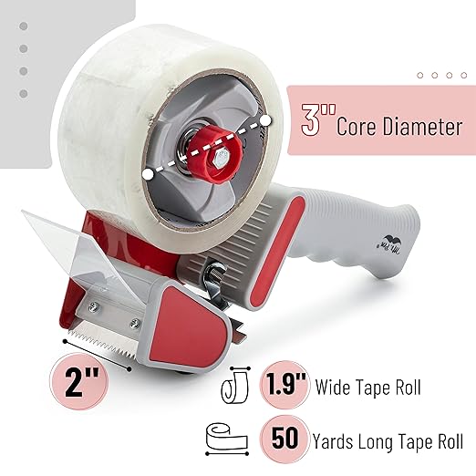 Mr. Pen- Packing Tape Dispenser Gun 2-Inch, 4 Pack with 4 Rolls Tape, Heavy Duty Packing Tape with Dispenser, Packaging Tape, Tape Gun, Clear Packing Tape, Tape Gun for Packing Boxes, Moving Tape