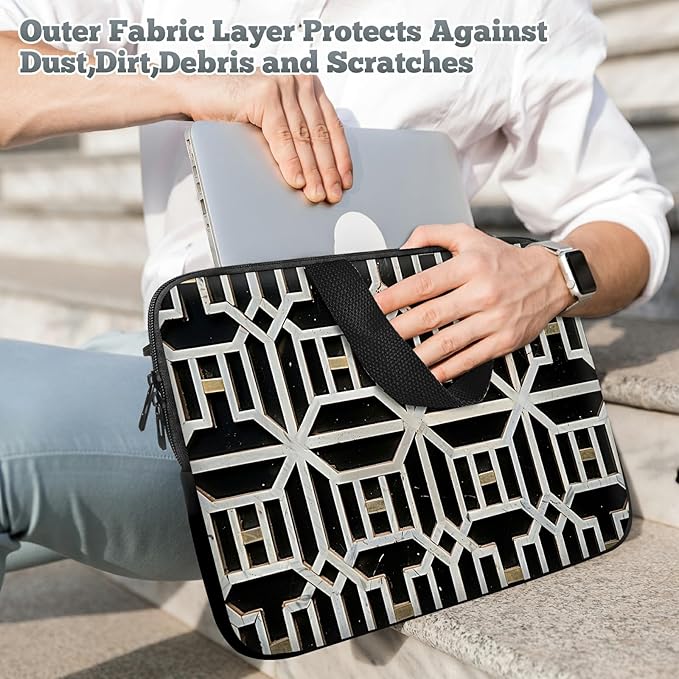 Universal Laptop Sleeve Tablet Case 12 inch, Vintage Geometrics Slim Carrying Case Durable Handbag Travel Laptop Bag for Surface Pro 9 8 7/Laptop Go 2 3, MacBook Air 11/12