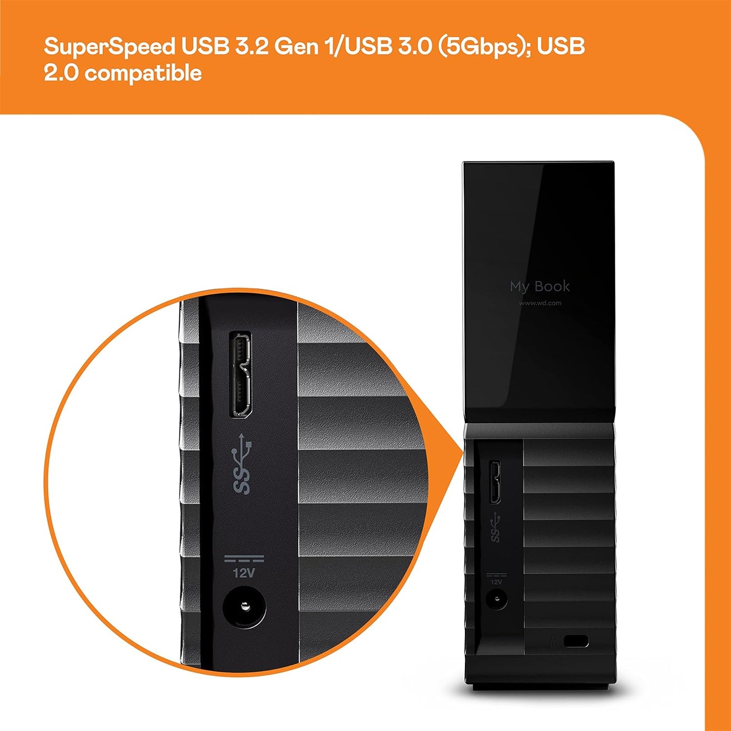 WD 24TB My Book Desktop External Hard Drive, with Password Protection and Backup Software, USB 3.2 Gen1, exFAT - WDBBGB0240HBK-NESN