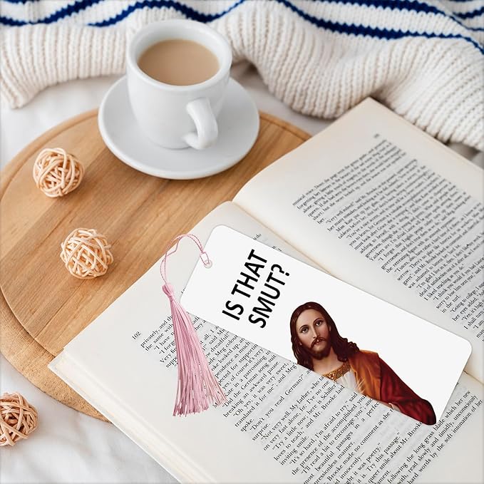 8 Pack Peeking Jesus Bookmark, Peeking Jesus is That Smut Bookmark, Peeking Jesus I Saw That Bookmark, Whatcha Doin'? (Pink)