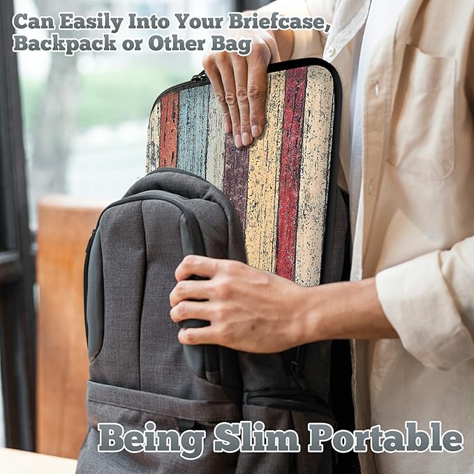 Laptop Sleeve Case Bag 13 inch, Retro Wood Slim Carrying Case Durable Handbag Travel Laptop Bag for 13 inch MacBook Air M3/M2/Pro M2/ 13" iPad Pro/Air M4/M2 2024