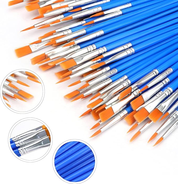 AROIC Paint Brushes Set,110 pcs Nylon Hair Brushes for Acrylic Oil Watercolor Artist Professional Painting Kits