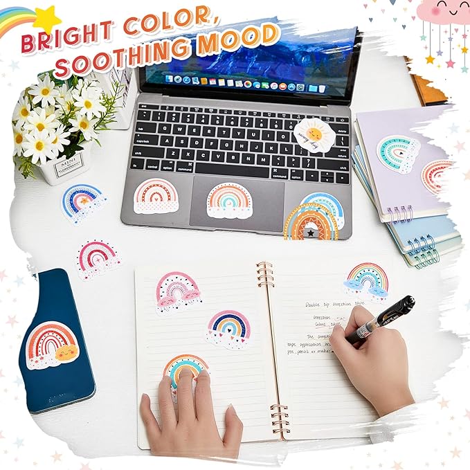 36 Pieces Anxiety Sensory Stickers Cute Fidget Textured Strips Toys Anti Stress Tactile Rough Sensory Calm Textured Strips Adhesives Anxiety Relief for Adults Teens Desk Classroom (Boho Style)