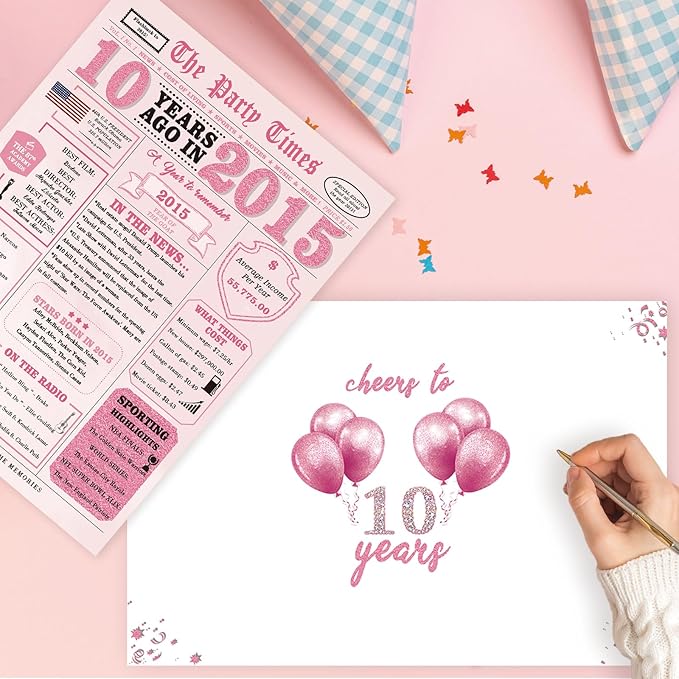 10 Year Old Girl Birthday Gifts，10th Birthday Decorations for Girl，10th Bday Card，10 Year Old Bday Decorations for Daughter Granddaughter Niece
