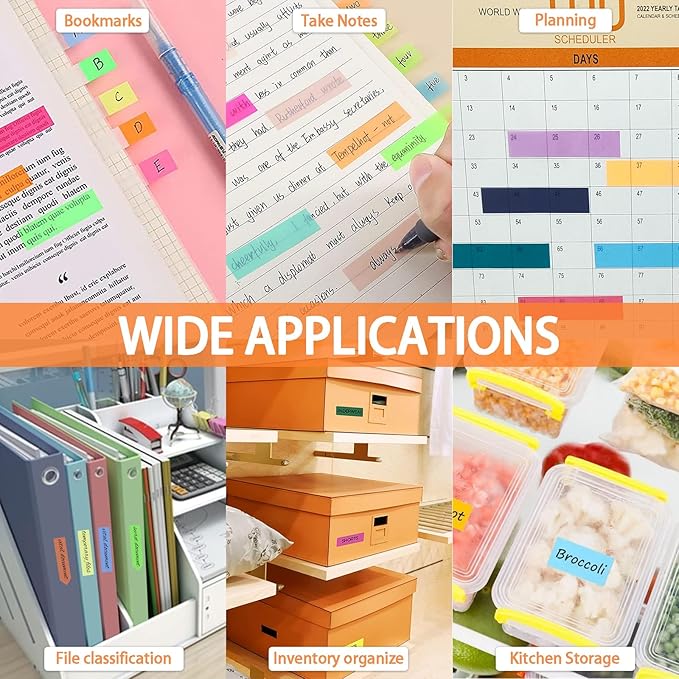 Sticky Tabs 1200 pcs Book Tabs for Page Markers,Morandi Sticky Note Tabs Page Markers for Notebooks,Book Markers,Colorful Book Tabs, Annotation supplies，Transparent Sticky Tabs for Books,Post It Notes