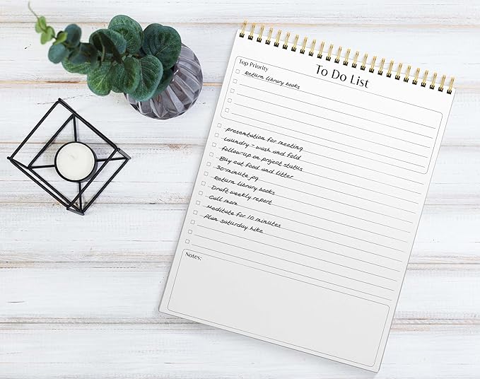 Better Office Products To Do List Notepad, 8.5" x 11", Planning Note Pad, 50 Sheets, Double Wire Spiral, Daily Agenda Productivity Checklist Organizer,(3 Pack)
