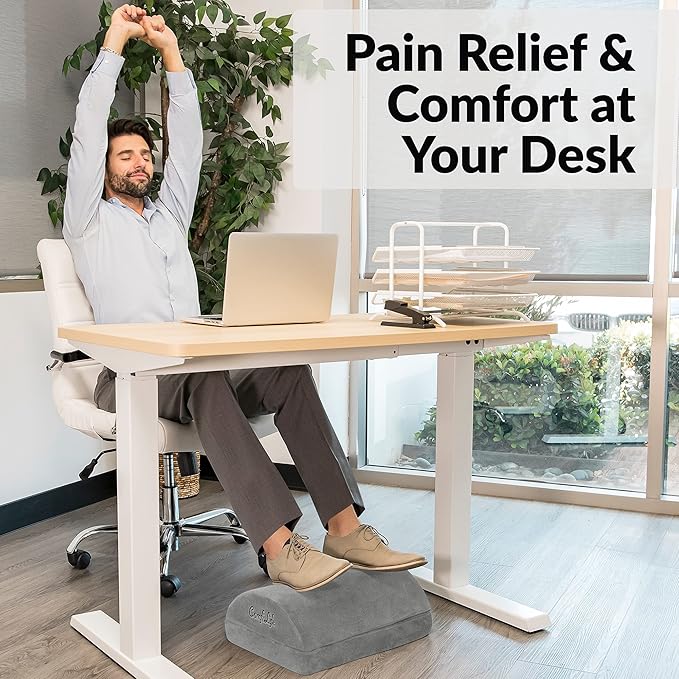 ComfiLife Foot Rest Under Desk for Office Use – Adjustable Height Memory Foam Foot Stool Under Desk for Office Chair & Gaming Chair – Ergonomic Under Desk Foot Rest for Back & Hip Pain Relief (Gray)
