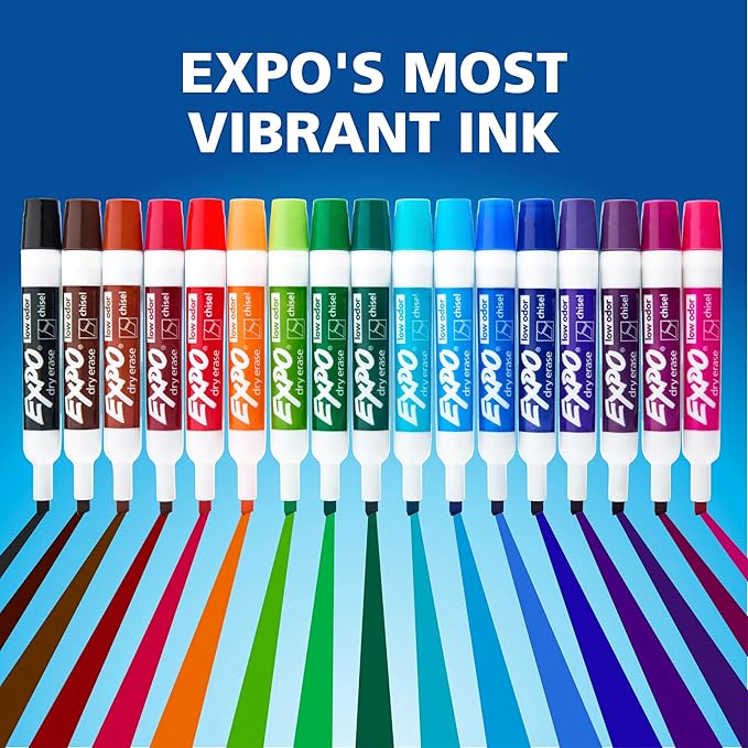 EXPO Dry Erase Markers, Low Odor Ink, Assorted Colors, Chisel Tip, 36 Count