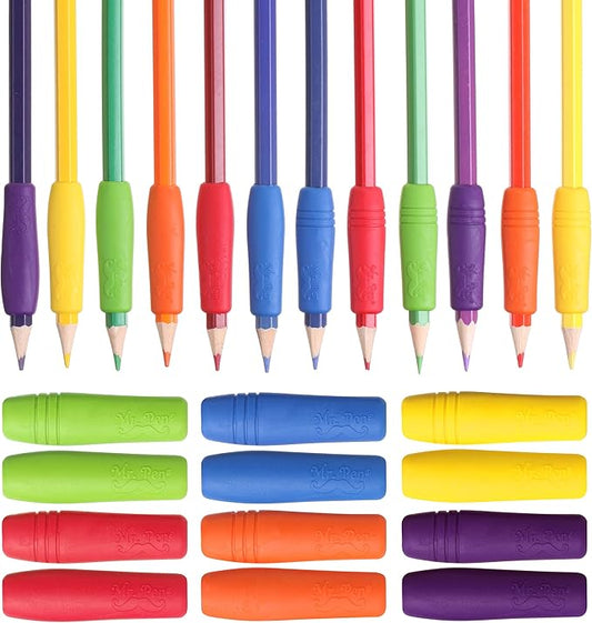 Mr. Pen- 12 Pack, Colorful, Pencil Grips, Pencil Holder for Kids, Pencil Grippers for Kids, Rubber Pen Grips for Adults with Arthritis