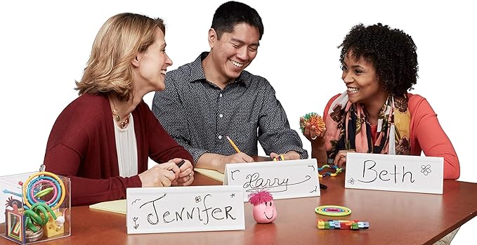 Trainers Warehouse Heavy Duty Premium Reusable Name Cards, White, Dry-Erase Tent, Space Saver, 8.75" x 3" (10)