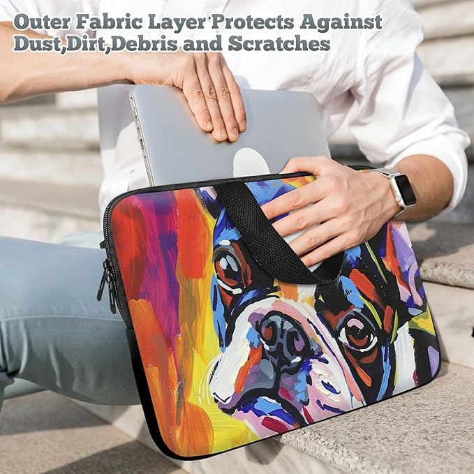 Universal Laptop Sleeve Tablet Case 12 inch, Watercolor Dog Slim Carrying Case Durable Handbag Travel Laptop Bag for Surface Pro 9 8 7/Laptop Go 2 3, MacBook Air 11/12