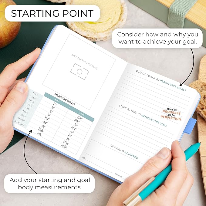 Clever Fox Food Journal Pocket - Daily Food Diary, Meal Planner to Track Calories & Nutrients, Weight Loss Tracker Notebook, 4x5.5” (Light Blue)
