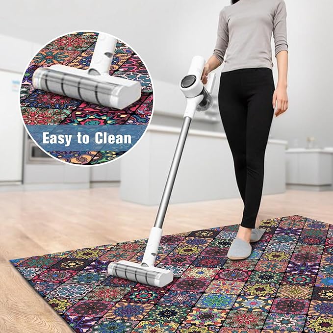 Office Chair Mat for Hardwood Floor Floral Mandala 36"x48" Computer Gaming Chair Mat Anti-Slip Office Rugs Floor Protector for Rolling Chairs Under Desk Rug for Home Office