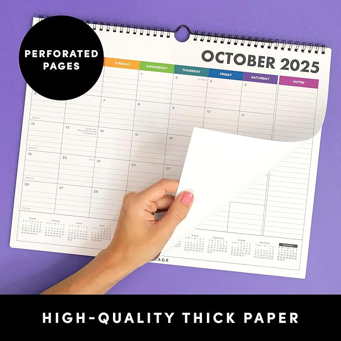 PAPERAGE Calendar 2025-12 Month, (Black), 3 Pack, Minimalist Wall and Desk Calendar with Monthly Views and Yearly Plans – Medium (11.5 in x 14.75 in)
